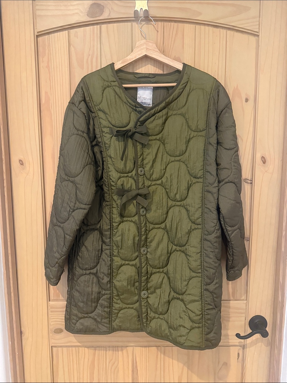 Alpha Industries Mixed Media Quilted Long Liner Coat Jacket Green MEDIUM EUC